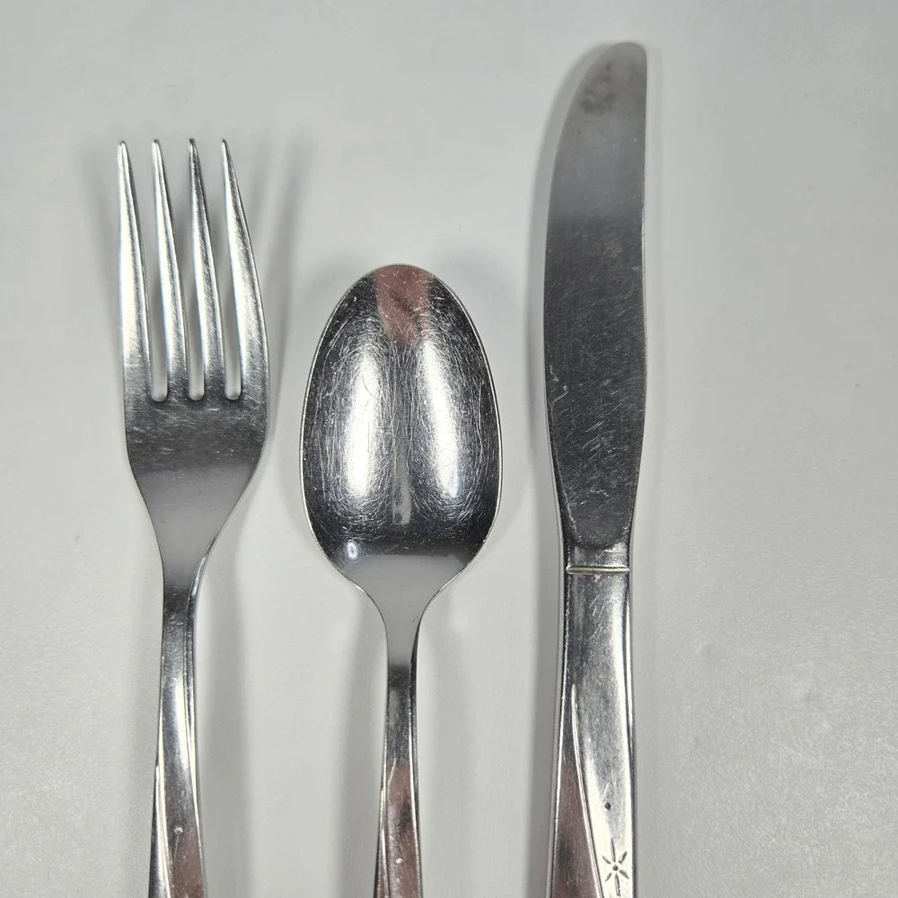 Vintage Oneida Community CHILD size Twin Star Fork Spoon Knife‎ Atomic Starburst